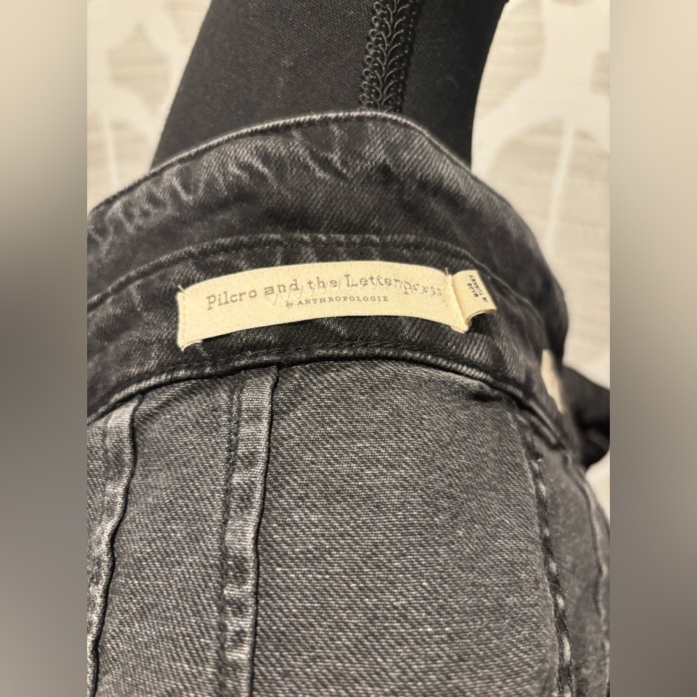 Anthropologie Pilcro black denim button down high waist mini skirt size 4 - Picture 4 of 5